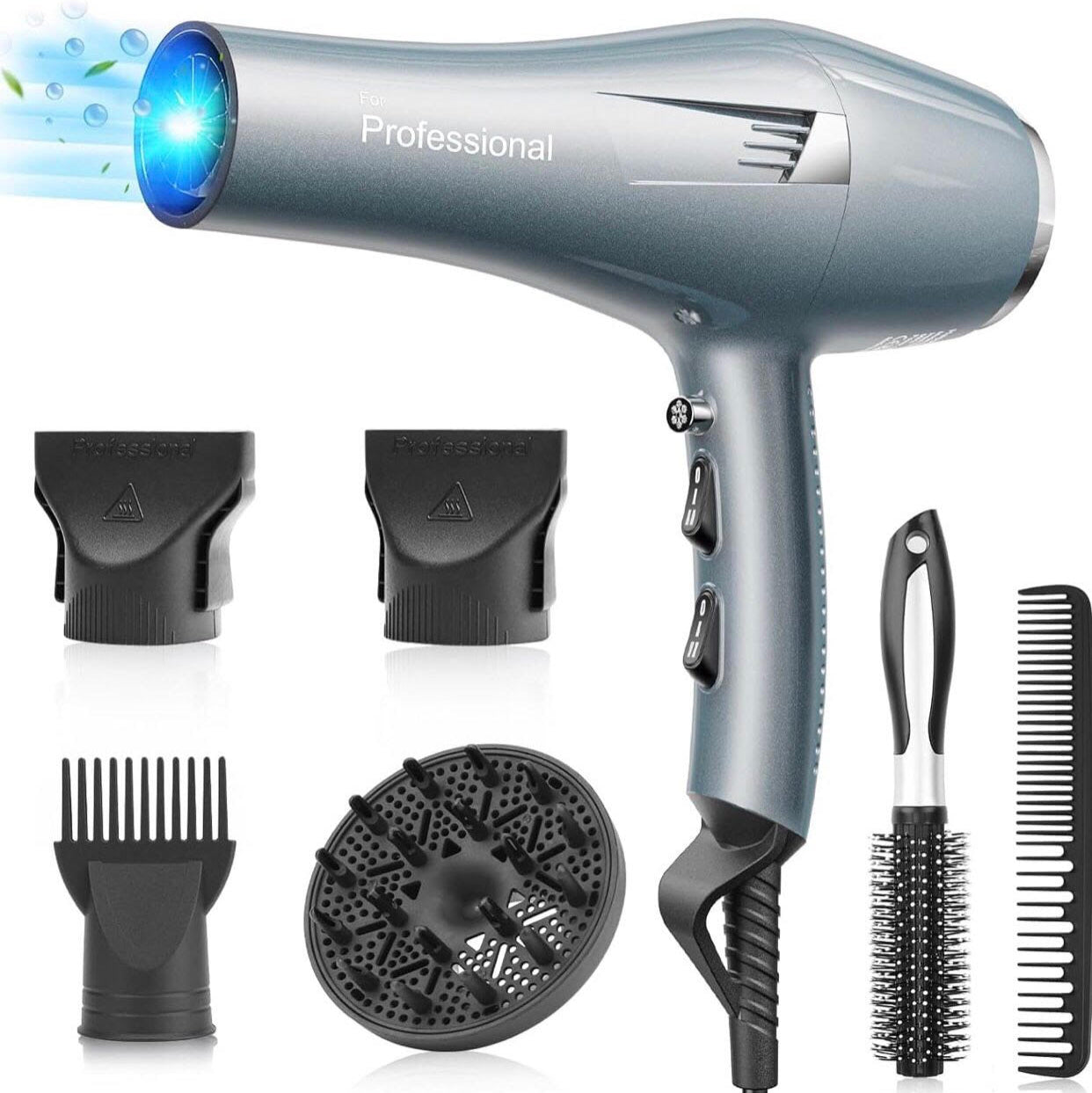 Faszin Hair Dryer Professional Ionic Hairdryer with 2 Speed 3 Heat Setting.