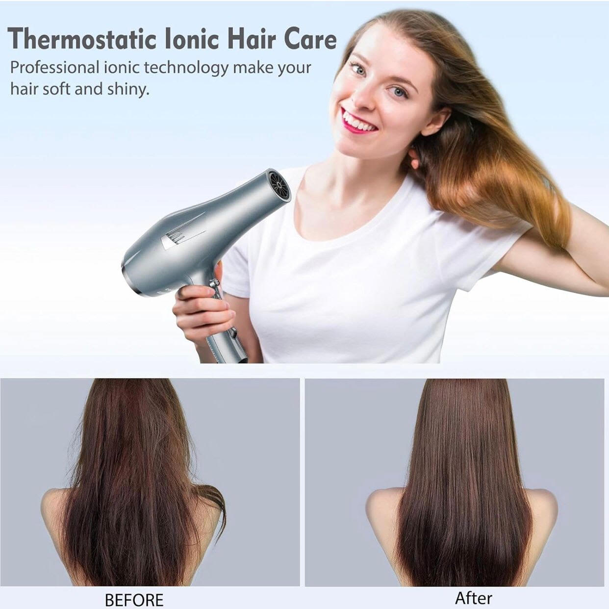 Faszin Hair Dryer Professional Ionic Hairdryer with 2 Speed 3 Heat Setting.
